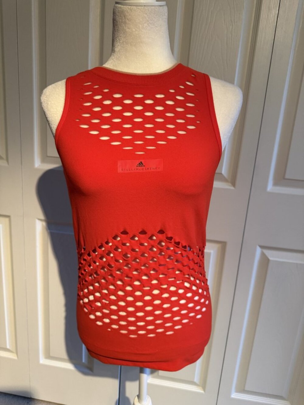 Women Adidas By Stella McCartney Seamless Knit Tank Top Cutouts Red Size Large